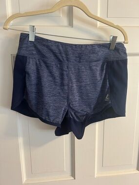 Reebok Heathered Navy and Dark Blue Running Shorts
